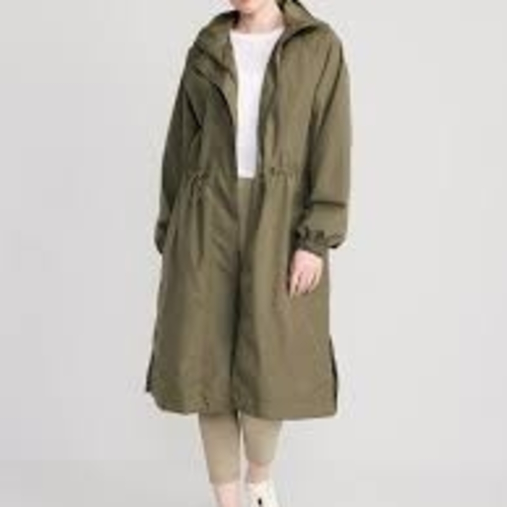 Women's Olive Green Rain Trench